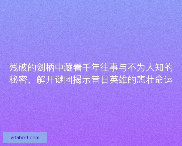 残破的剑柄中藏着千年往事与不为人知的秘密，解开谜团揭示昔日英雄的悲壮命运